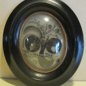 Antique Victorian French framed hair work, mourning frame, palette hair work; memento mori, mm247