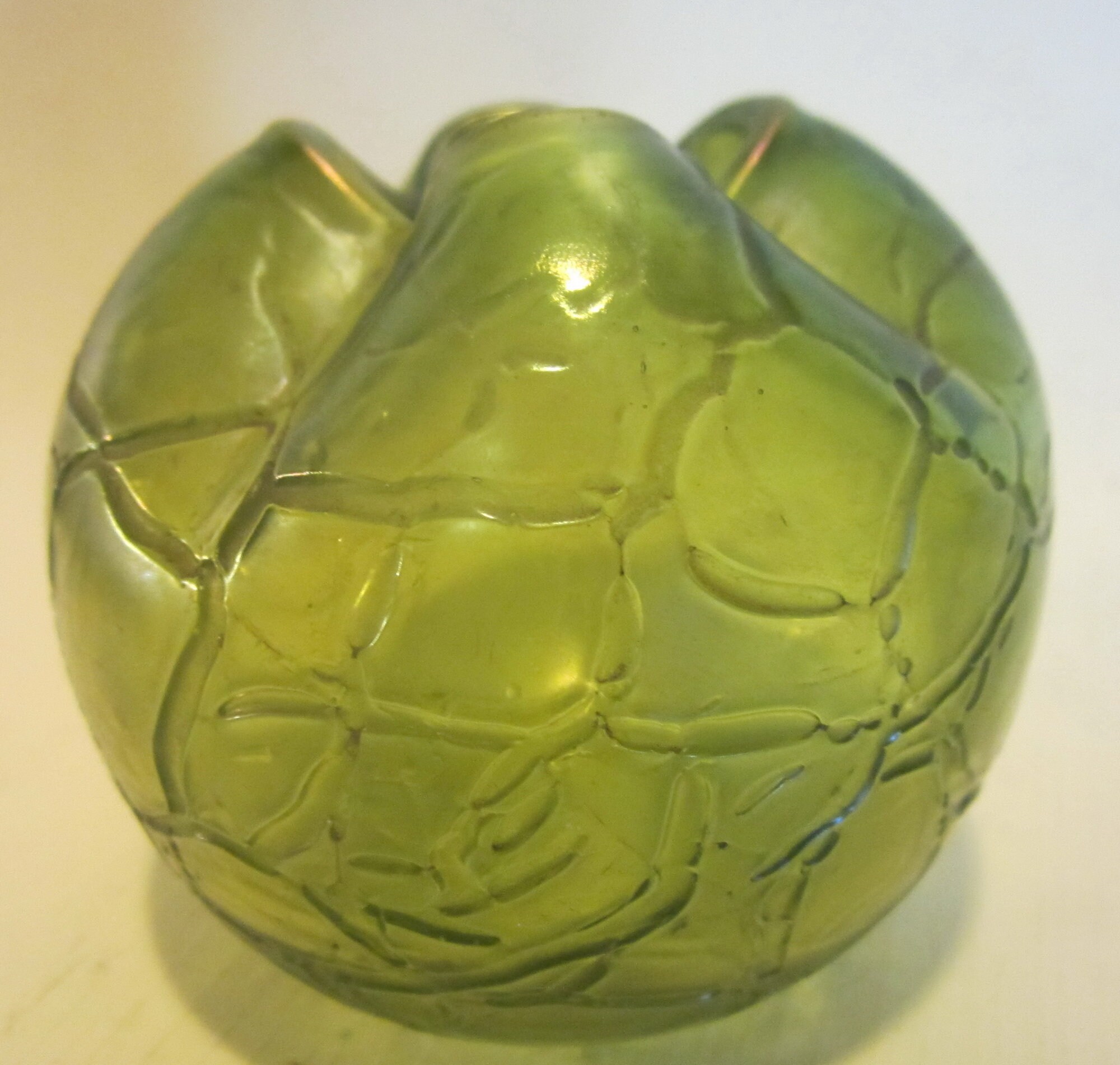 Antique Bohemian glass rose bowl vase Kralik Rindskopf Etsy