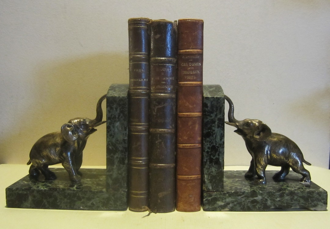 Antique Art Deco Bookends French, Bronze Elephants on Marble Ca 1920 Etsy