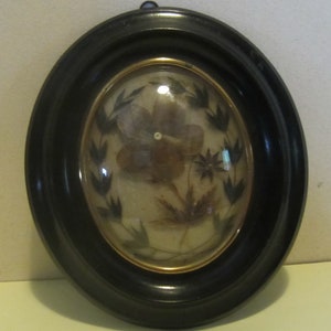 Antique Victorian French framed hair work, mourning frame, palette hair work; memento mori; mm245