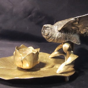 Antique French gilt bronze candle holder with silver plated bronze bird by Charles Cumberworth (1811 - 1852), France