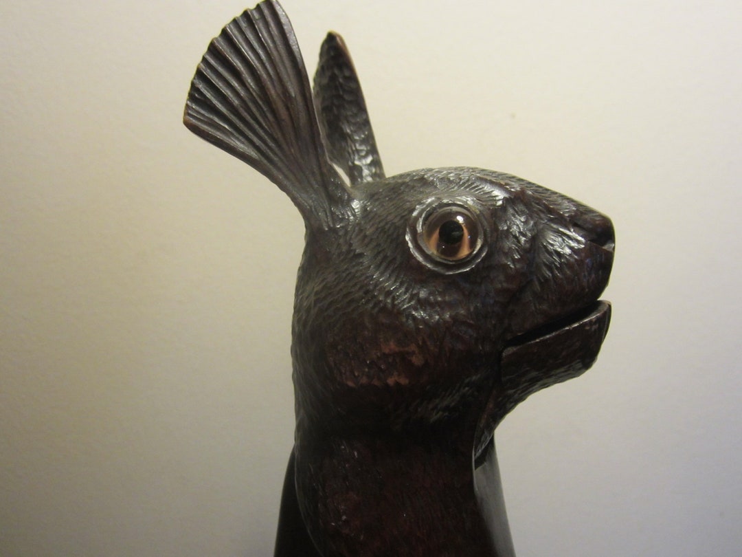 Antique Nutcracker Glass Eyes Figurative Wooden Hand Cut Nut Etsy