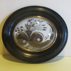 Antique memento mori, Victorian French framed hair work, mourning frame, palette hair work;   mm325