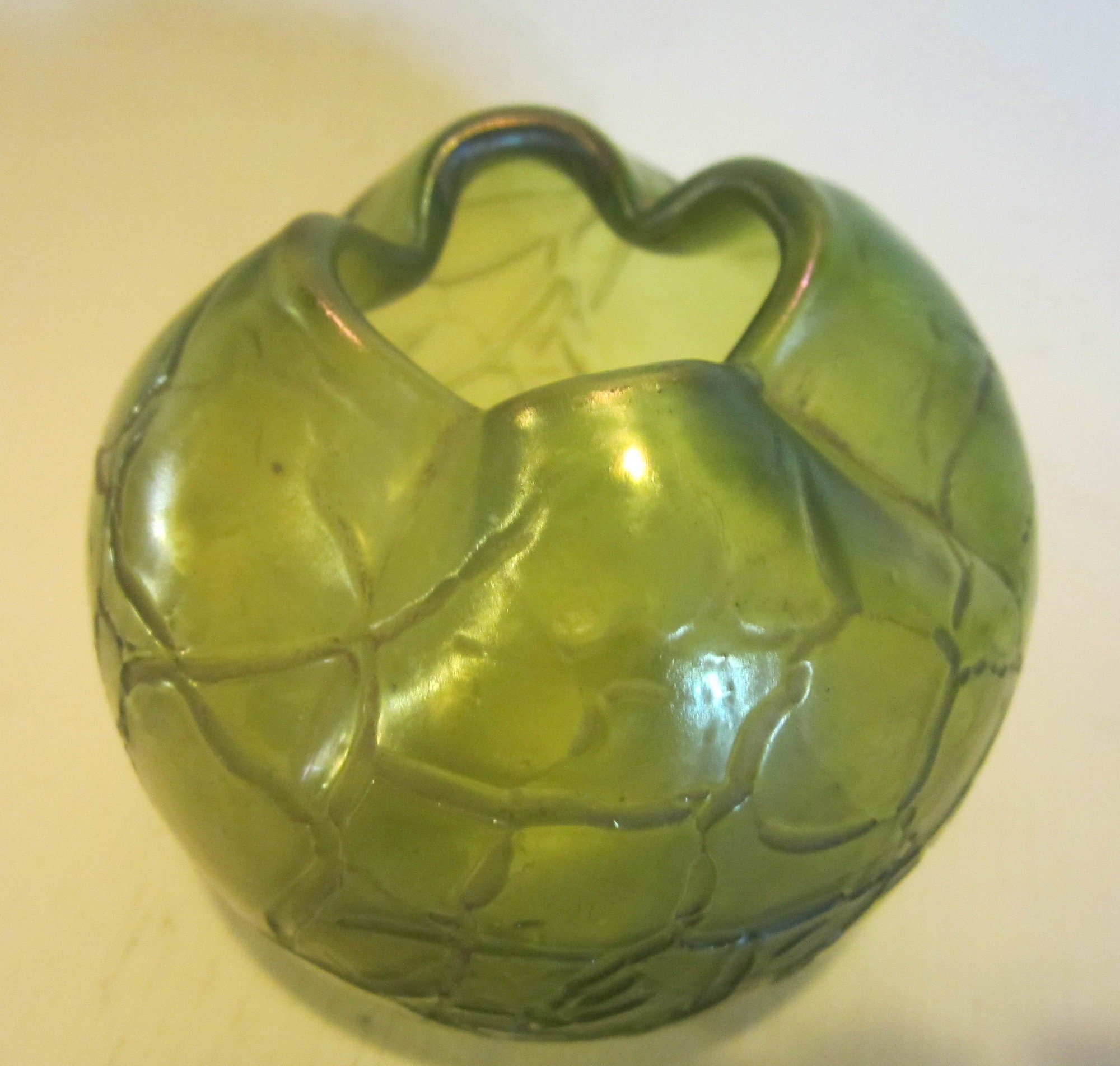 Antique Bohemian glass rose bowl vase Kralik Rindskopf Etsy