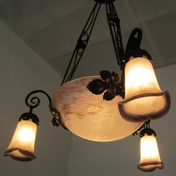 Antique French Art Nouveau Ceiling Light Lamp Noverdy France Etsy