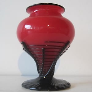 Art nouveau Powolny glass vase with annealed decoration, Austria, early1900 for Loetz, Lötz, tango glass