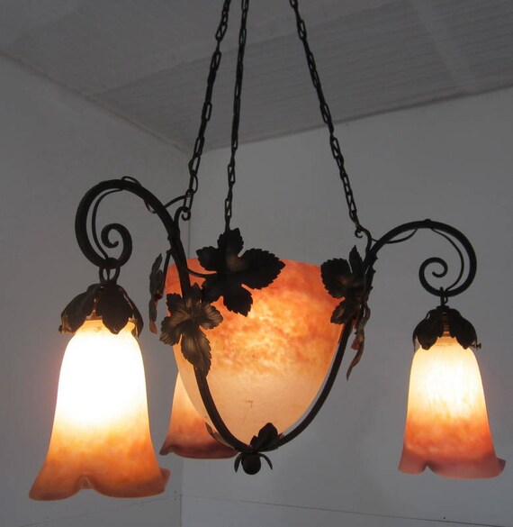 Antique French Art Nouveau Muller Ceiling Light Lamp France Etsy