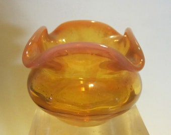 Antique art nouveau 1900s Monot & Stumpf Pantin opalescent iridescent glass open salt cellar Art Nouveau opaline