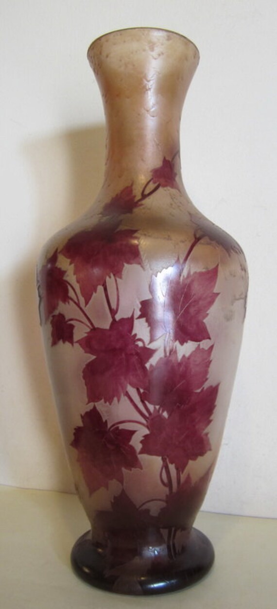 L'acide magnifique camée géant verre vase Legras gravé à Etsy