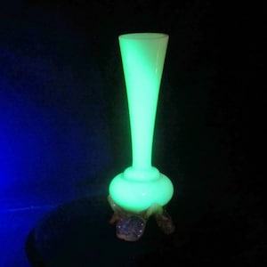Antique vaseline uranium glass soliflore vase, France, ca 1900
