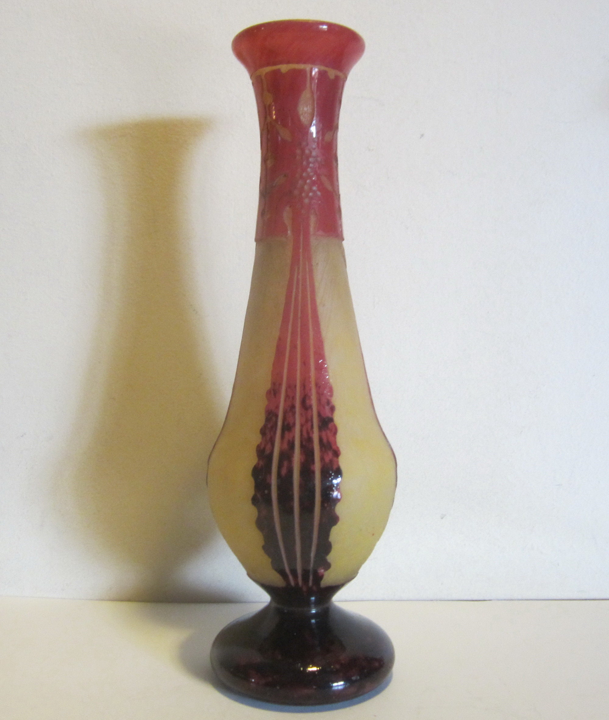 Antique Le Verre Francais, Art Deco Vase in Acid Etched
