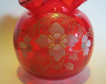 Antique French Montjoye Legras enameled rose bowl, art nouveau vase,St Denis, L & Cie, PERFECT condition! enameled flowers