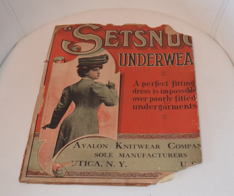 Setsnug Underwear Company Box Top Advertising Avalon Knitwear c 1906