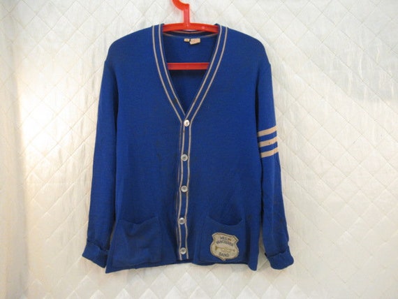 Letterman's Sweater Blue Wool Cardigan West Vancou