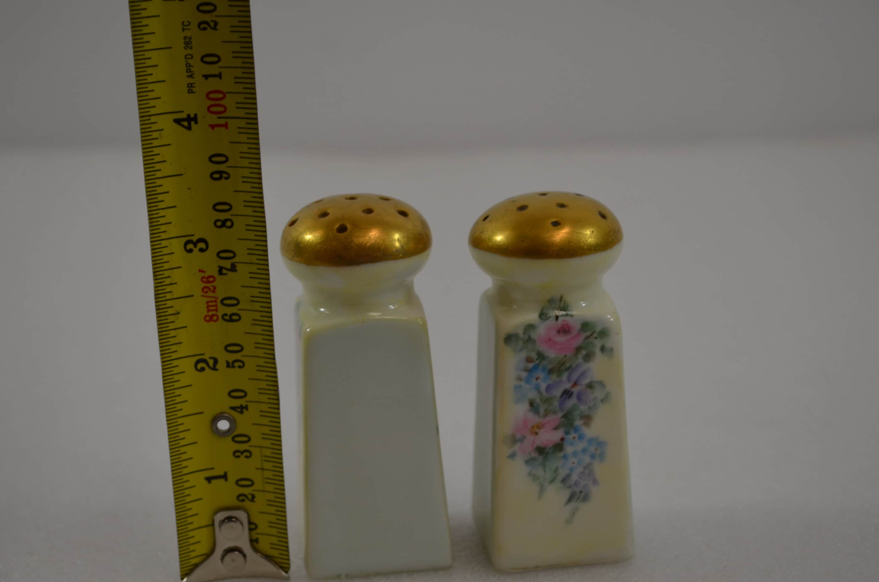 Blue and white floral design vintage salt and pepper shakers with