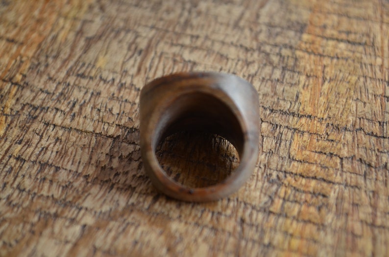 Wood and Silver Ring with 3 Blade Ninja Star Design
