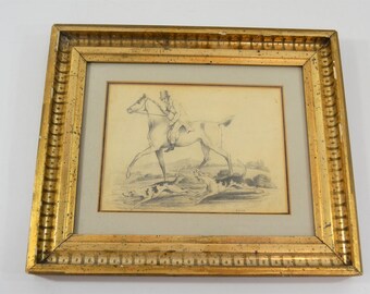 Henry Alken Original Pencil Drawing | Antique Pencil Sketch of Horses | Horses and Hounds | Dog Art | Horse Art | Hunting Art