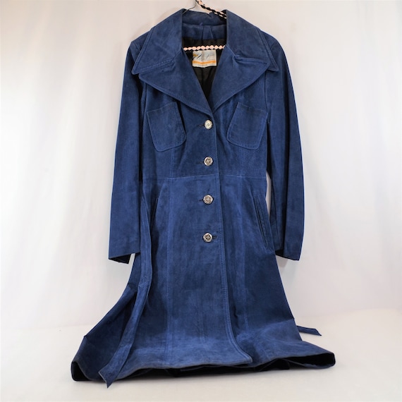 Norwest Canada Blue Suede Trench Coat Vintage Wome