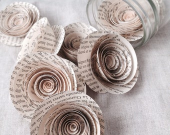 Book Flowers - Book Page Roses - Paper Roses - Wedding Flowers - Wedding Centerpieces - Paper Flowers - Paper Roses - Book Art - Vintage
