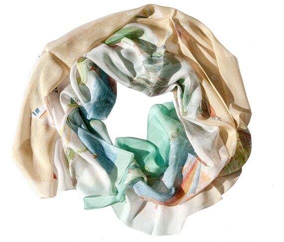 Fish Print Scarf Grey Turquoise Fishes Ladies Large Wrap Sarong New