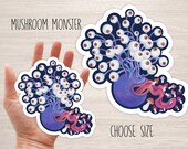 Mushroom Monster sticker vinyl laptop iphone radical cool skateboard decal cool stickers monsters decal stickers original art stickers