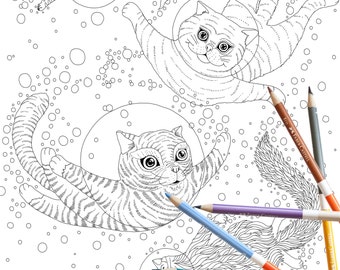 Coloring Book, adult coloring page, Cat, cats, animal,adult coloring book, adult coloring pages, coloring pages, DIGITAL DOWNLOAD, printable