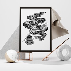 Digital Download Print  file / instant download JPG / Music poster / black and white / space poster /  vintage poster / dj poster