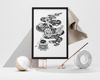 Digital Download Print  file / instant download JPG / Music poster / black and white / space poster /  vintage poster / dj poster