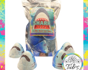 4 Mini Blue Shark Attack Bites Bath Bomb Gift Bag Present Kids Bathbomb Red Bloodbath Children Kids Handgemaakt