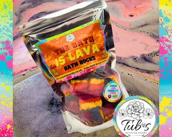 The Bath Is Lava - Bath Bomb Rocks Present Gift Volcano Kids Unique Fun Handmade Scented Lava Effect