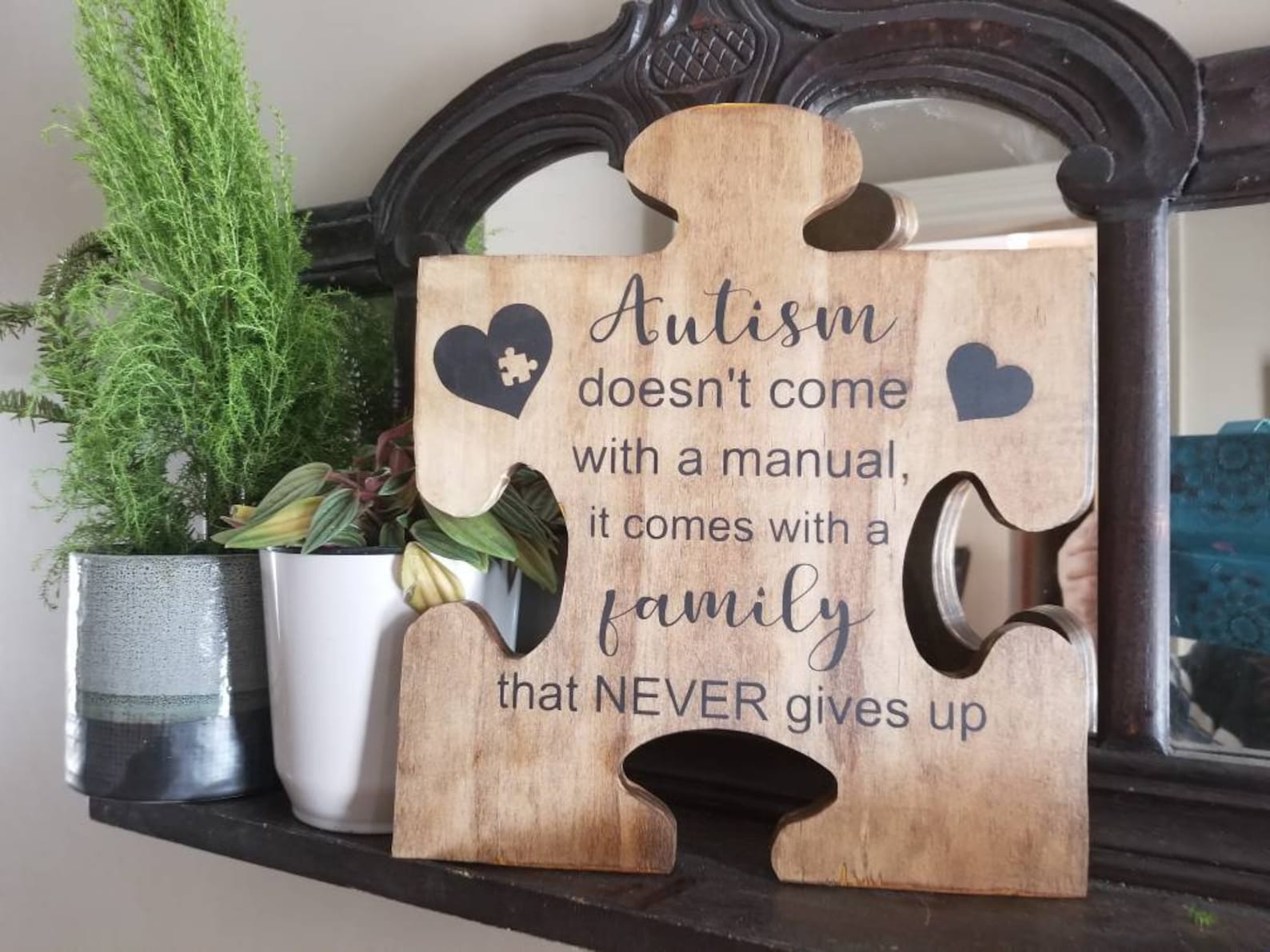 Autism Puzzle Piece Wood Decor
