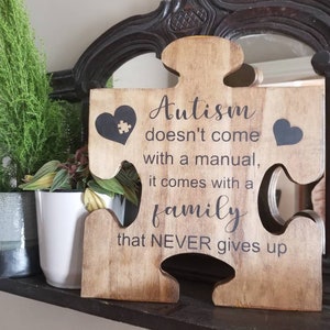 Autism puzzle piece wooden painted sign free shipping