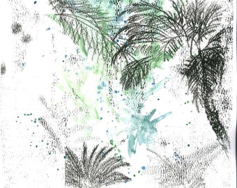 Monoprint  Contemporary Palm Poster Print - Contemporary Palm Painting Print - Statement piece