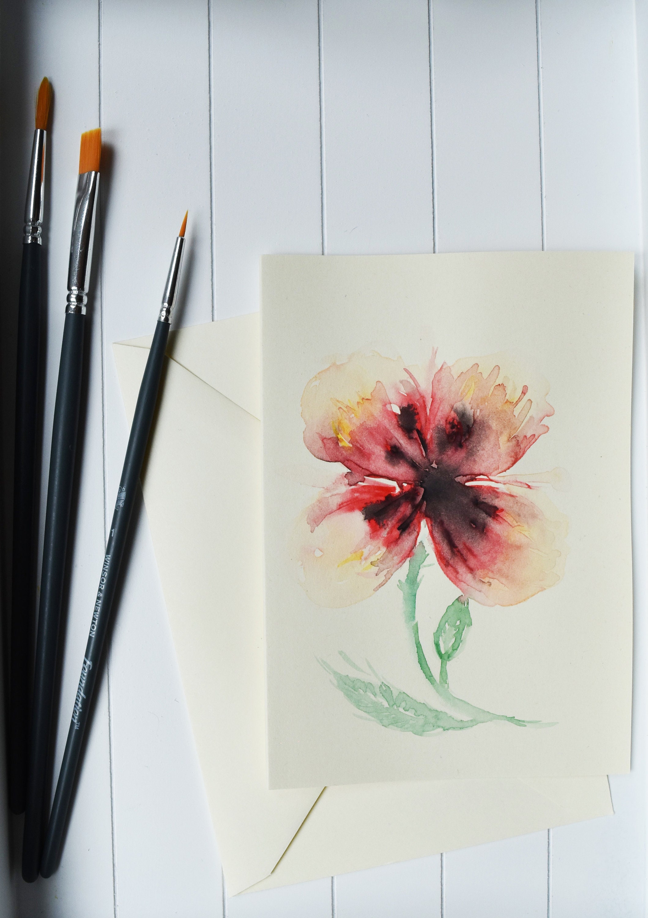 Original Painting Floral Greeting Card Botanical Card Any Etsy