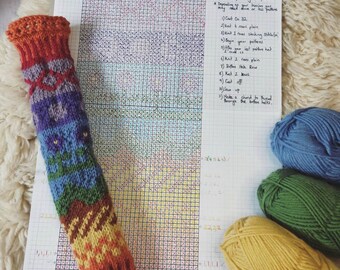 Silvercaps Waldorf Inspired Fair Isle Knitting Recorder Case Pattern and Tutorial For Kids