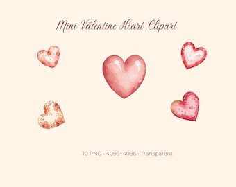 Handgezeichnetes Valentinstag Herz Clipart Set, 10 PNG (digitaler Download)