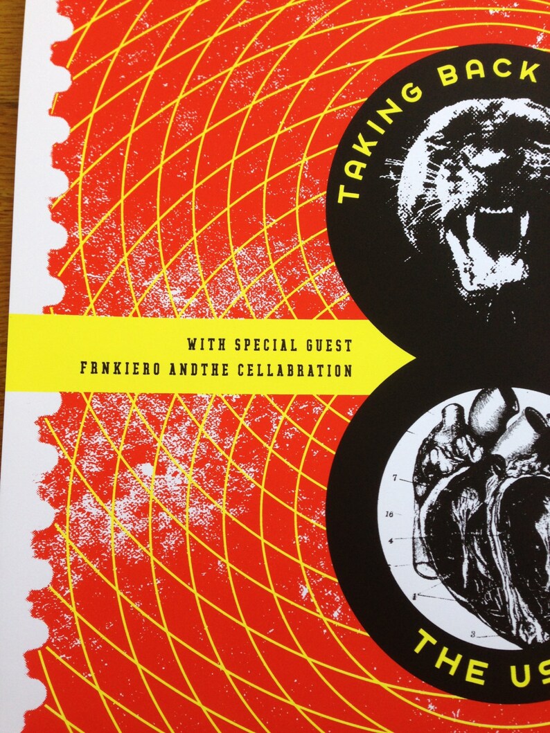 Taking Back Sunday, The Used, Frank Iero silkscreened concert poster, Seattle, WA & Portland, OR, signed/numbered by artist, edition of 35. image 3