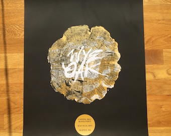 Wye Oak silkscreened concert poster, Seattle, WA Capitol Hill Block Party, signed by artist