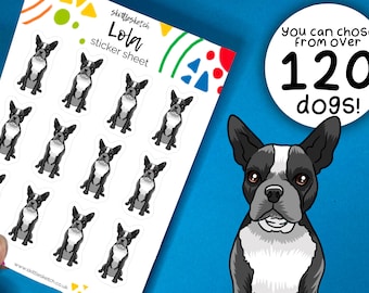 Customisable Boston Terrier Sticker Sheet, Personalise Waterproof Stickers, Pet Portrait Dishwasher Sticker, Boston Terriers loss gift gifts