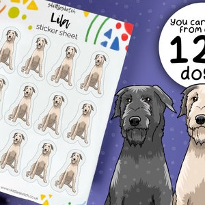 Customisable Irish Wolfhound Sticker Sheet, Personalise Art Waterproof Stickers, Pet Portrait Dishwasher Sticker, Cú Faoil Gifts, Irish Dog