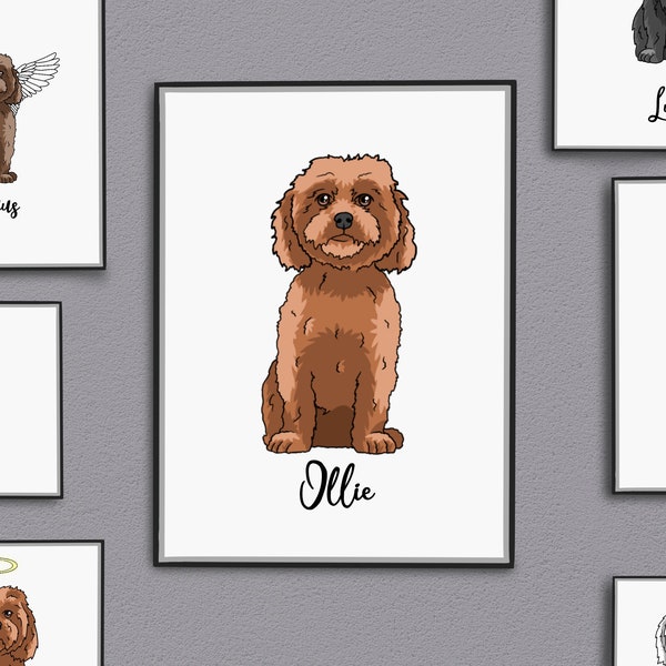 Personalized Bichon Frise Art Print, Sympathy Gift for Bichon Tenerife Owner, unique Canary Island lap dog portrait illustration