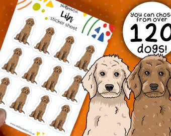 Customisable Doodle Sticker Sheet, Personalise Labradoodle Waterproof Stickers, Pet Portrait Dishwasher Safe Sticker, Dog Gifts goldendoodle