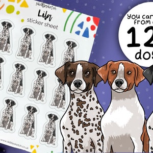 Customisable English Pointer Sticker Sheet, Personalise Pointers Waterproof Stickers, Pet Portrait Dishwasher Safe Sticker, Dog Gifts