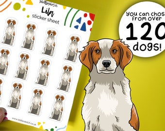 Customisable Brittany Dog Sticker Sheet, Personalise Waterproof Stickers, Pet Portrait Dishwasher Sticker, Brittanys loss gift gifts puppy