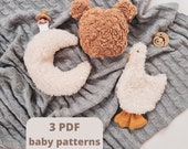 Baby Sewing Pattern: Goose, Teddy Bear, Pacifier Holder (PDF Download)