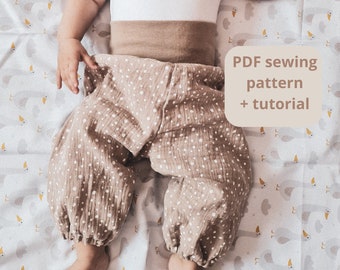 Easy sewing pattern pants  / balloon pants / Size from 1 month to 4 years / baby shower gift / PDF sewing pattern / Boho Pants