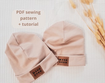 PDF hipster hat -  handmade gift - sewing pattern -  baggy hat - Sewing Instruction - Beanie hat - sewing for kids and babys