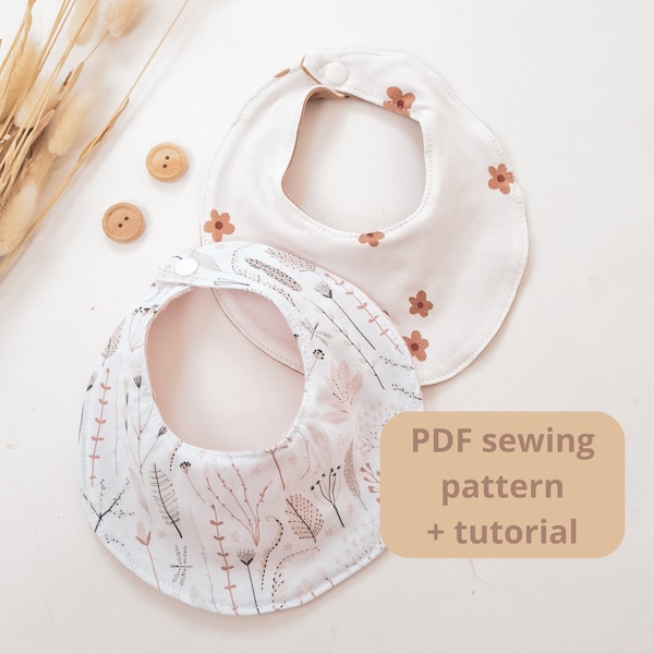 Baby bib -  PDF sewing pattern - One size  -  DIY baby shower gift -  easy sewing project -  gift newborn