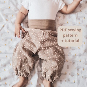 Easy sewing pattern pants  / balloon pants / Size from 1 month to 4 years / baby shower gift / PDF sewing pattern / Boho Pants
