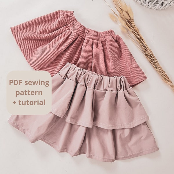 Patrón PDF falda - DESCARGA INSTANTE - costura para niña - falda para niños - talla 4 meses - 8 años - falda para niñas